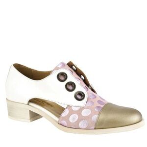 Unity in Diversity Valley White Pink Polka Dot Oxford Shoes Artsy